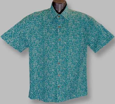 Teal Retro  Hawaiian Aloha Shirt - Made in USA 100% Cotton